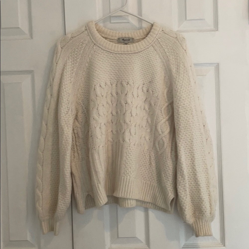 Madewell Cream Cable Knit Sweater